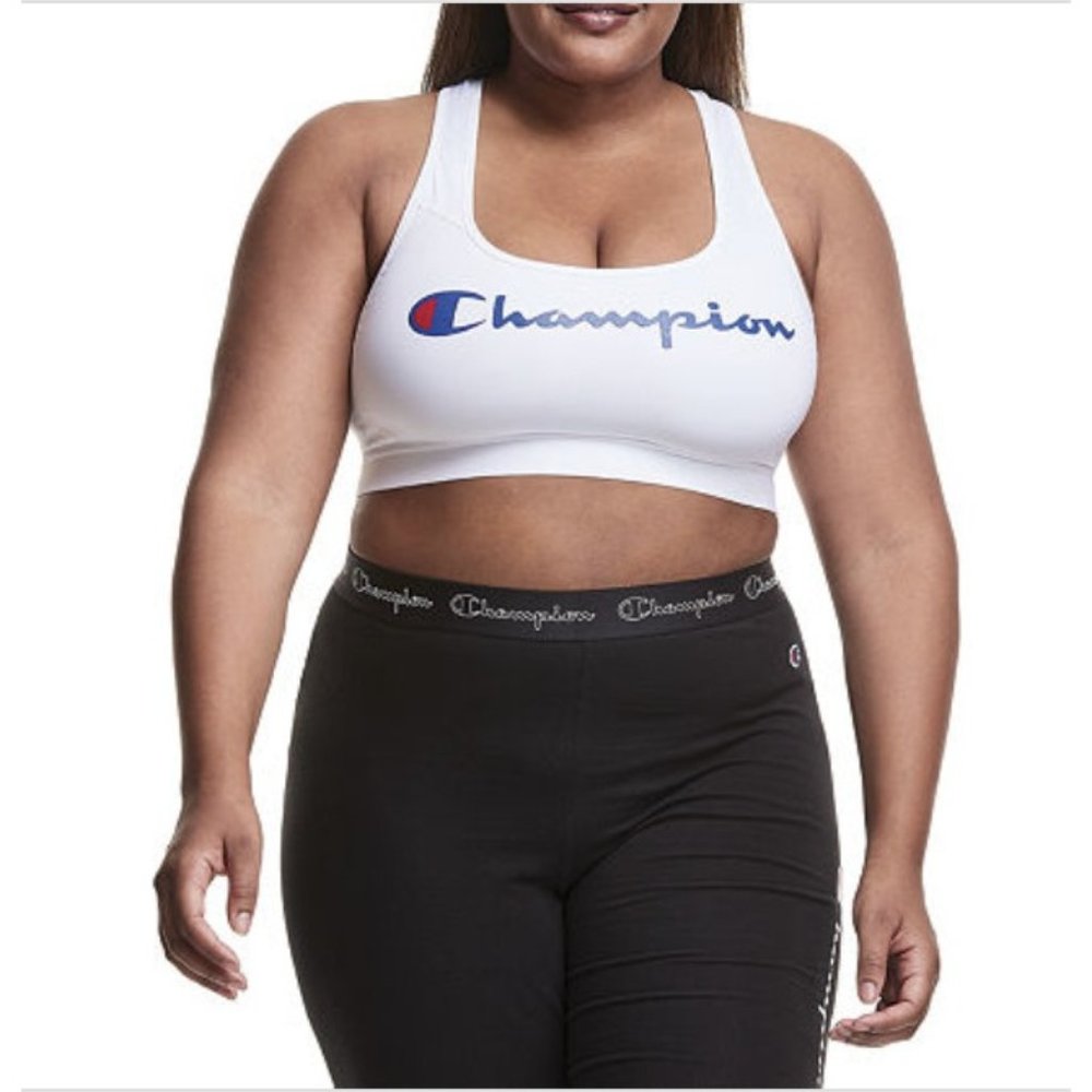 NWT CHAMPION Womens 1X Plus Absolute Workout racerback Sports Bra White